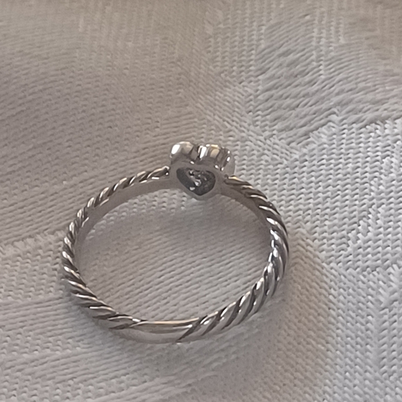 David Yurman Cable Collectibles Diamond Heart Stack Ring, SS, Size 7 - Picture 7 of 10